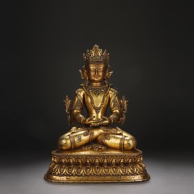 Gilt Bronze Infinite Life Buddha Figure