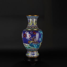 Bronze Cloisonne Carved Flower and Bird Pattern Vase