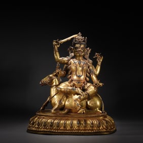 Gilt Bronze Four Armed Dharmaraja Figure