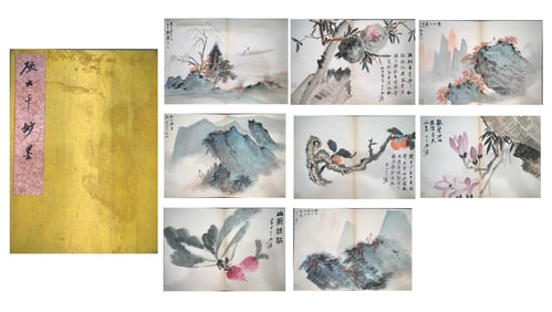Chinese Drawing Landscape and Flower Painting Album,Zhang Daqian Mark