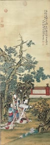 Chinese Drawing Beauty Story Silk Painting,Fei Danxu Mark