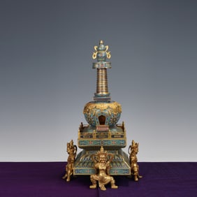 Bronze Cloisonne Carved Flower Pattern Buddha Niche