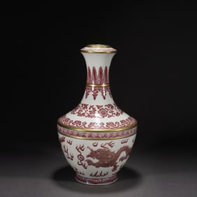 Red Inglazed Dragon Pattern Porcelain Vase