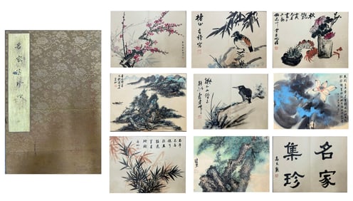 Chinese Drawing Flower and Bird & Bamboo Painting Album,Huang Binhong,Zhang Daqian,Pan Tianshou,Zhu
