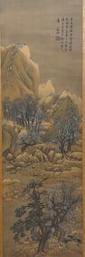 Chinese Drawing Landscape Silk Painting,Wen Zhengming Mark