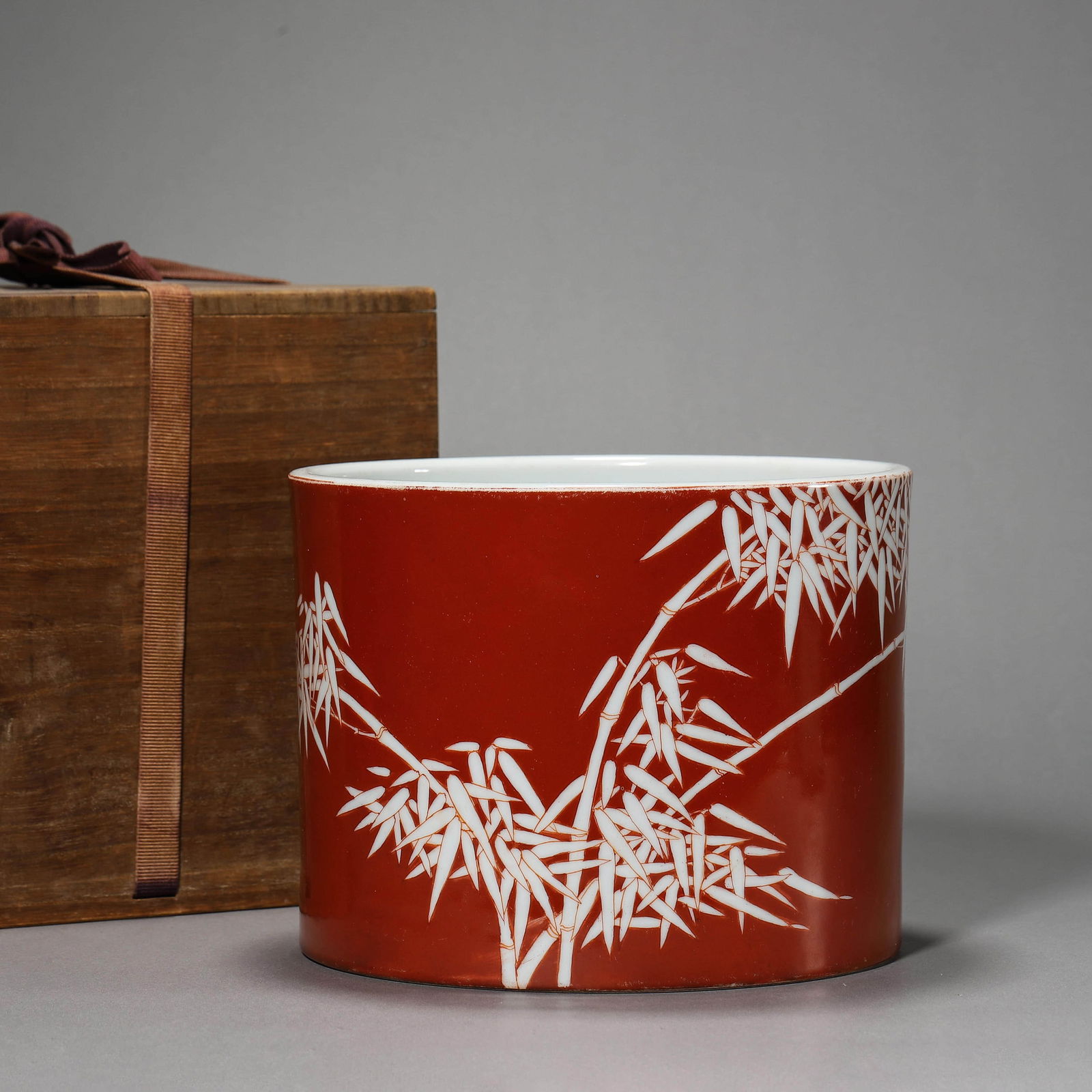 Iron-Red Glaze Reverse-Decorated Bamboo Brush Pot (1 of 6)