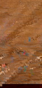 A Chinese Scroll Painting by Ren Renfa: A Chinese Scroll Painting by Ren Renfa (62.5 x 129cm)