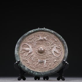 Bronze Carved Beast Pattern Mirror