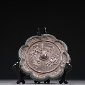 Bronze Carved Flower and Phoenix Pattern Mirror