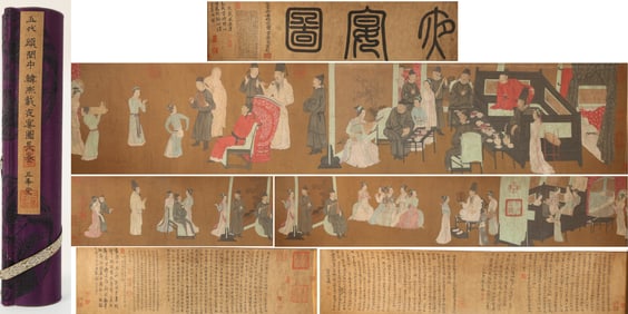 Chinese Drawing Character Story Hand Scroll,Gu Yanzhong Mark