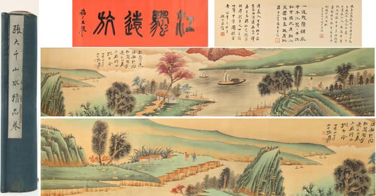 Chinese Drawing Landscape Hand Scroll,Zhang Daqian Mark