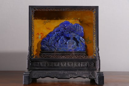 Lapis Carved Character and Tree Shape Ornament