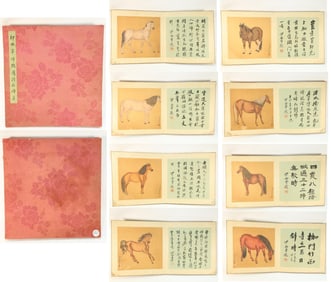 Chinese Drawing Horse Painting Album,Lang Shining Mark