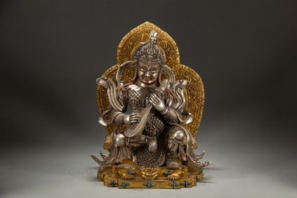 Gilt Silver Dhrtarastra Figure