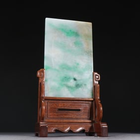 Jadeite Carved Landscape and Character Story Pattern Table Plaque