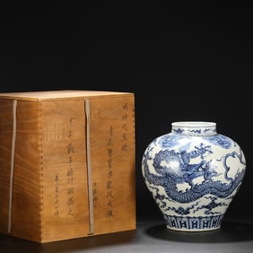 Blue and White Dragon Pattern Porcelain Pot