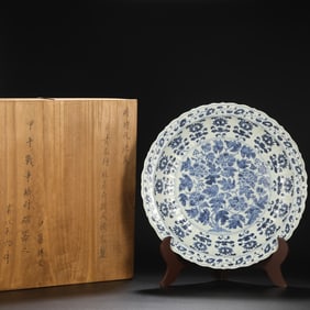 Blue and White Flower Pattern Porcelain Plate