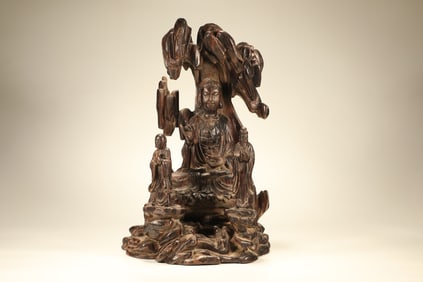 Agarwood Carved GuanYin Figure
