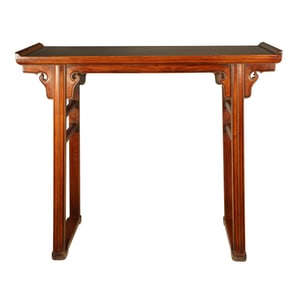 Huanghuali Wood Carved Reishi Mushroom Pattern Table