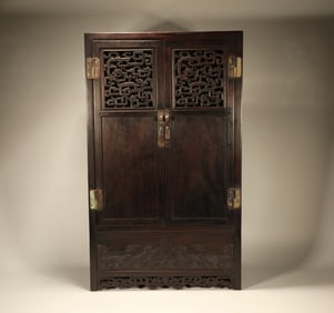 Red Sandalwood Carved Dragon Pattern Cabinet