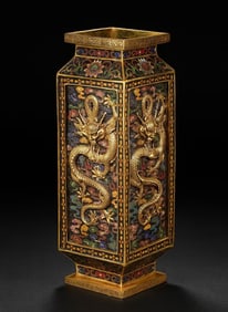 Bronze Cloisonne Carved Dragon Pattern Vase