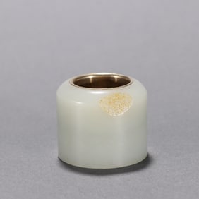 Jade Inlaid Solid Gold Thumb Ring