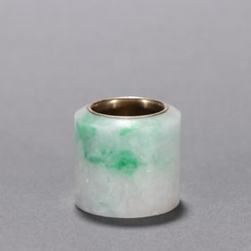 Jadeite Inlaid Solid Gold Thumb Ring