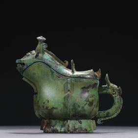 Chinese Bronze Carved Beast Shape Zun