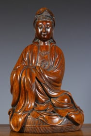 Huanghuali Wood Carved GuanYin Figure