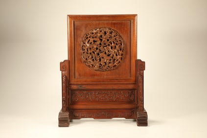 Huanghuali Wood Carved Dragon Pattern Table Plaque