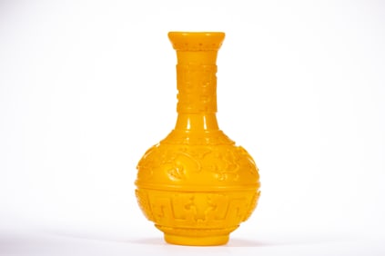 Glassware Carved Flower and Dragon Pattern Vase