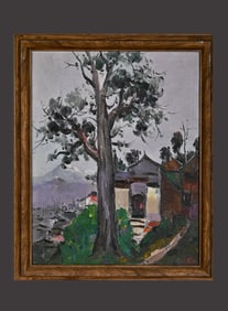 Chinese Drawing Pine Tree Oil Painting,Wu Guanzhong Mark