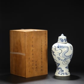 Blue and White Dragon Pattern Porcelain Vase