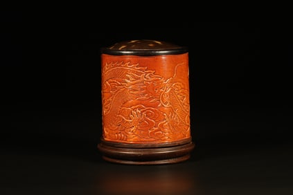 Bamboo Carved Dragon Pattern Thumb Ring Box