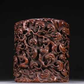 Bamboo Carved Dragon Pattern Brush Pot