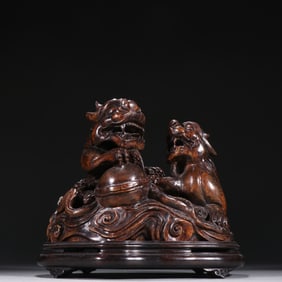 Agarwood Carved Lion Shape Ornament