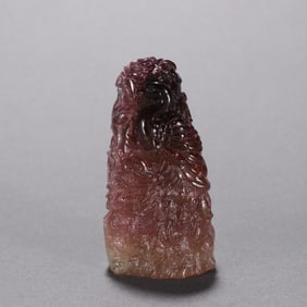 Tourmaline Carved Peacock Pattern Stone Seal