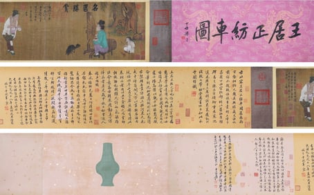 Chinese Drawing Character Story Hand Scroll,Wang Juzhong Mark