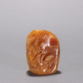 Shoushan Tianhuang Carved Crane Pattern Stone Seal