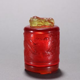 Glassware Carved Flower Pattern Thumb Ring and Glassware Carved Dragon Pattern Thumb Ring Box
