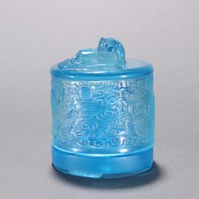 Glassware Carved Poetry Pattern Thumb Ring and Glassware Carved Dragon Pattern Thumb Ring Box