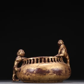 Lacquerware Gold Drawing Carved Child Washer