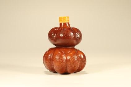 Bamboo Carved Bat and Eight Treasure Pattern Snuff Bottle