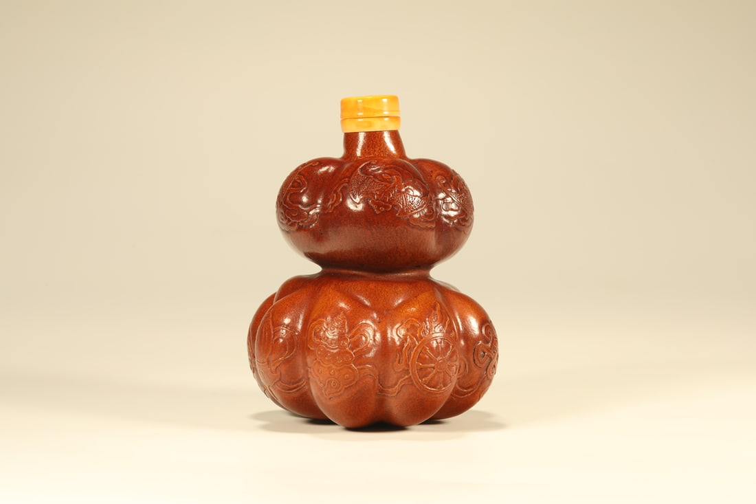 Bamboo Carved Bat and Eight Treasure Pattern Snuff Bottle (1 of 6)