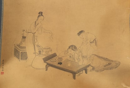 Chinese Drawing Character Story Painting,Wu Daozi Mark
