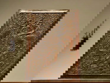 Huanghuali Wood Carved Cloud and Dragon Pattern Door Panel