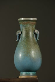Jun Ware Kiln Change Double Elephant Ears Porcelain Vase