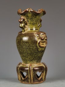 Tea Glazed Double Ears Porcelain Vase