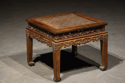 Huanghuali Wood Carved Flower Pattern Chair