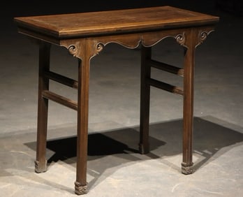 Huanghuali Wood Carved Reishi Mushroom Pattern Table